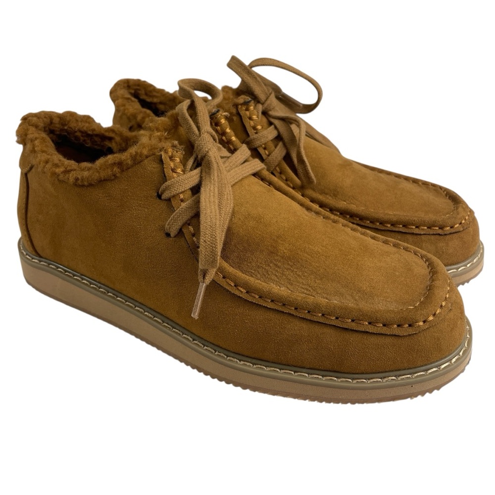 Gap Kids Sherpa Moc Boots Shoes Faux Suede Cognac Brown Size 5